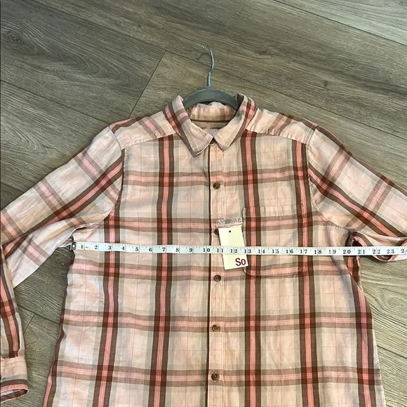 NWT SO Pink Plaid Button Down Shirt Size L - Picture 3 of 9